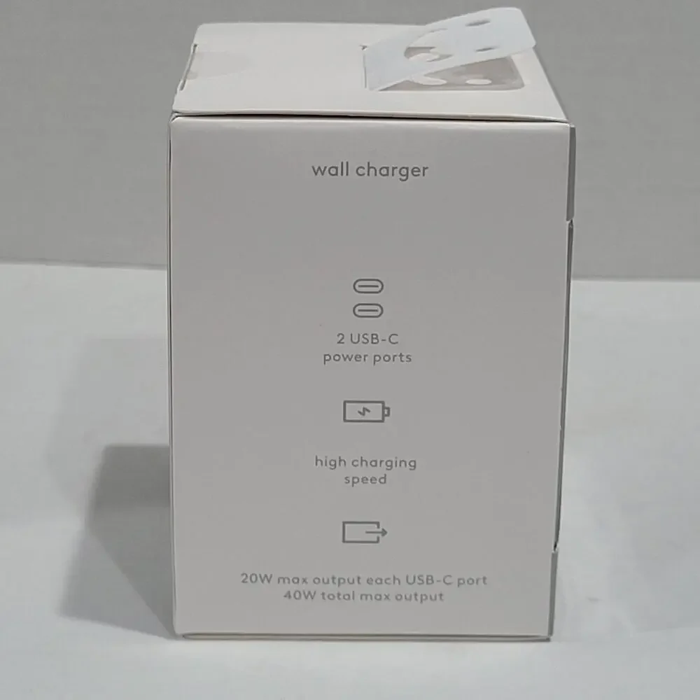 12pk heyday 2-Port USB-A and USB-C Wall Charger (Chrome, Black, Peach) New